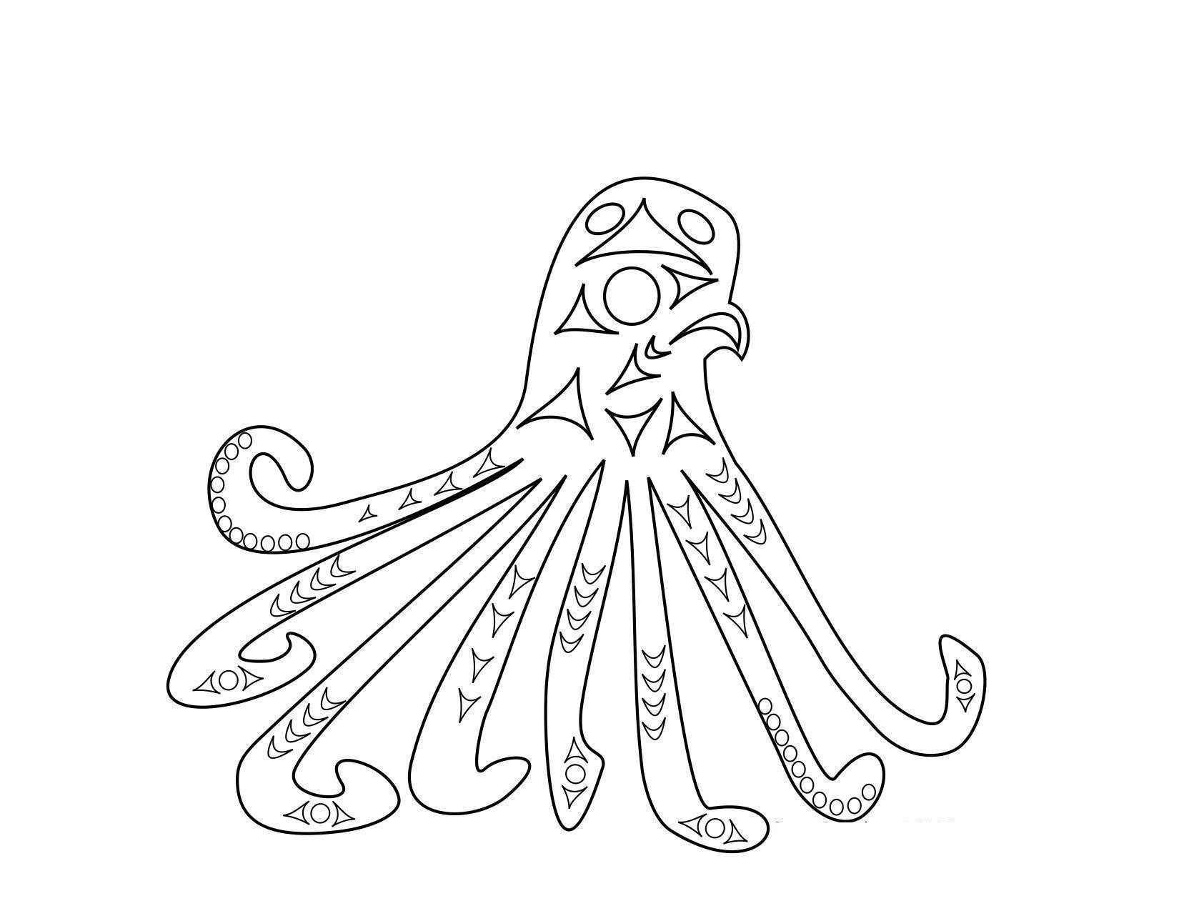Coloring Octopus with a bird head. Category Animals. Tags:  octopus.