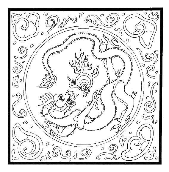 Coloring The pattern with dragon. Category the dragon. Tags:  The patterns, dragon.