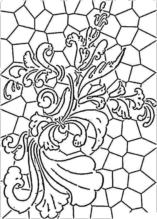 Coloring Patterned stained glass. Category for stained glass. Tags:  Stained glass, pattern.