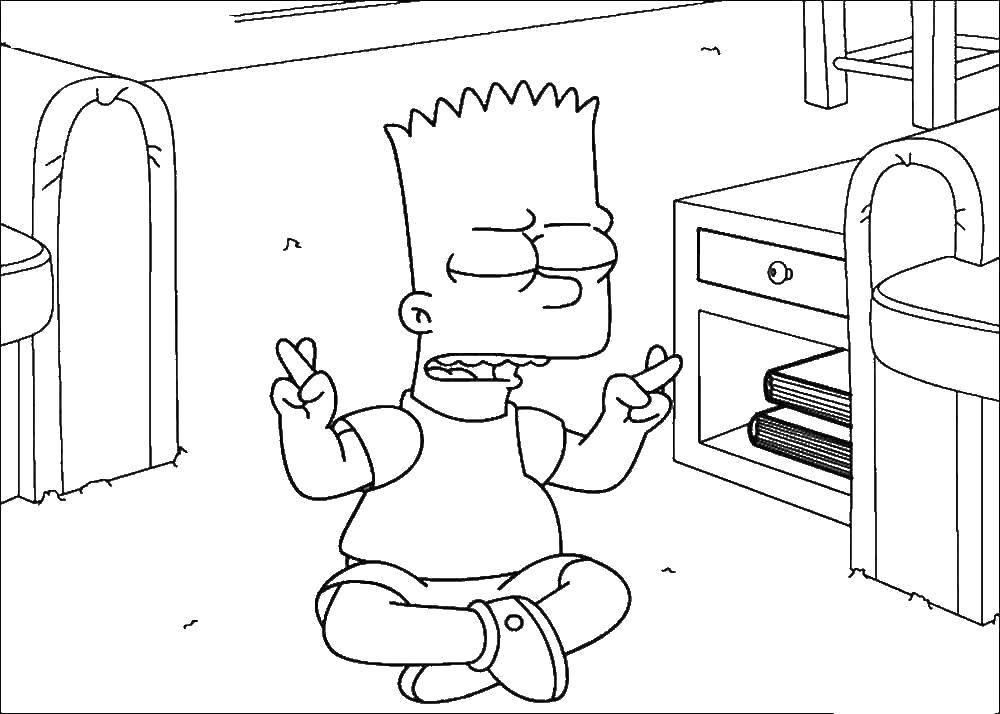 Название: Раскраска Барт симпсон. Категория: Персонаж из мультфильма. Теги: Персонаж из мультфильма, Симпсоны.