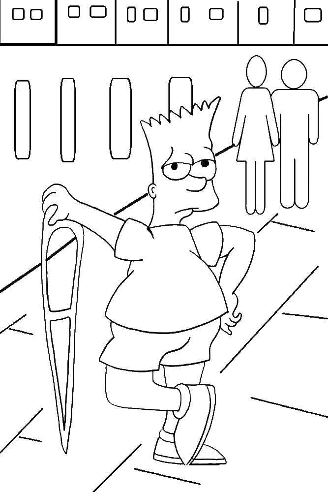 Название: Раскраска Барт. Категория: Персонаж из мультфильма. Теги: Персонаж из мультфильма, Симпсоны.