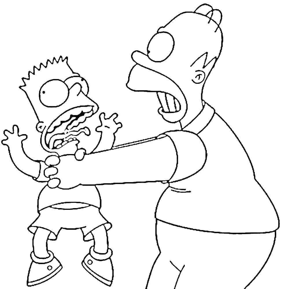 Coloring Homer strangles Bart. Category Cartoon character. Tags:  Cartoon character, Simpsons.