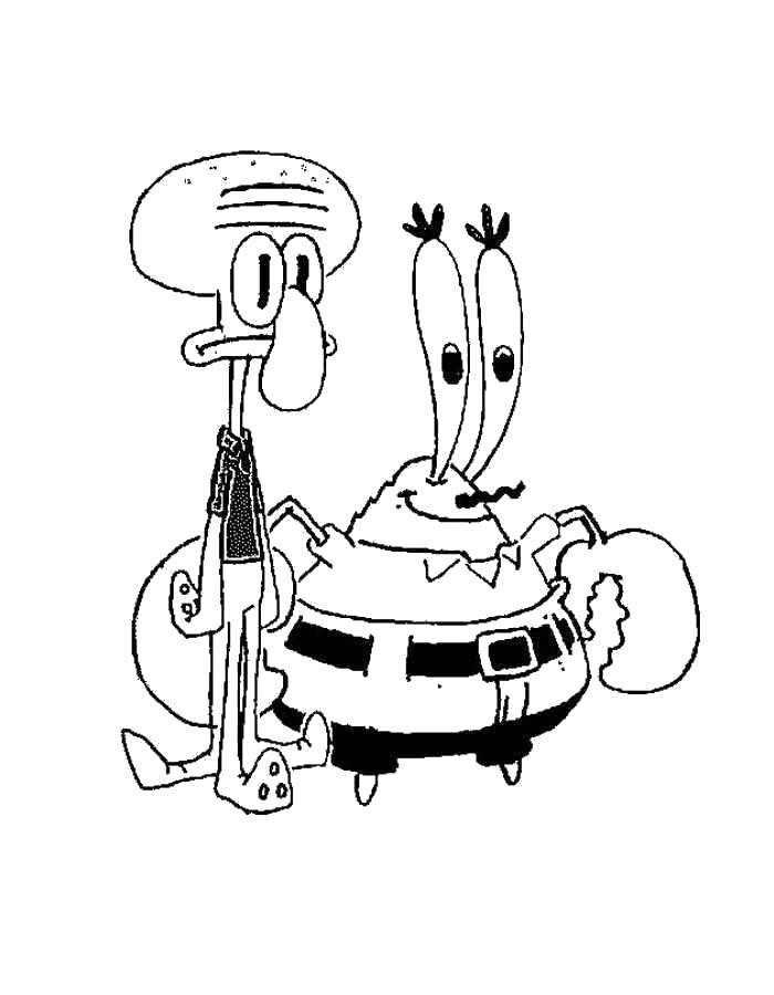 Coloring Mr. Krabs and squidward. Category Cartoon character. Tags:  Cartoon character, spongebob, spongebob, Mr. Krabs, Squidward.
