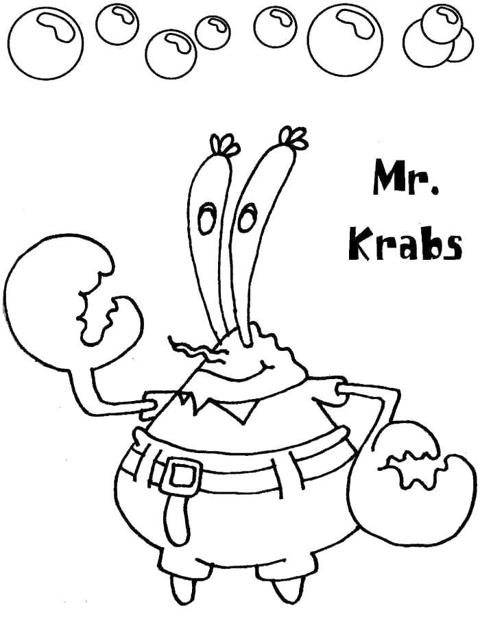 Coloring Mr. Krabs. Category Cartoon character. Tags:  Cartoon character, spongebob, spongebob, Mr. Krabs.