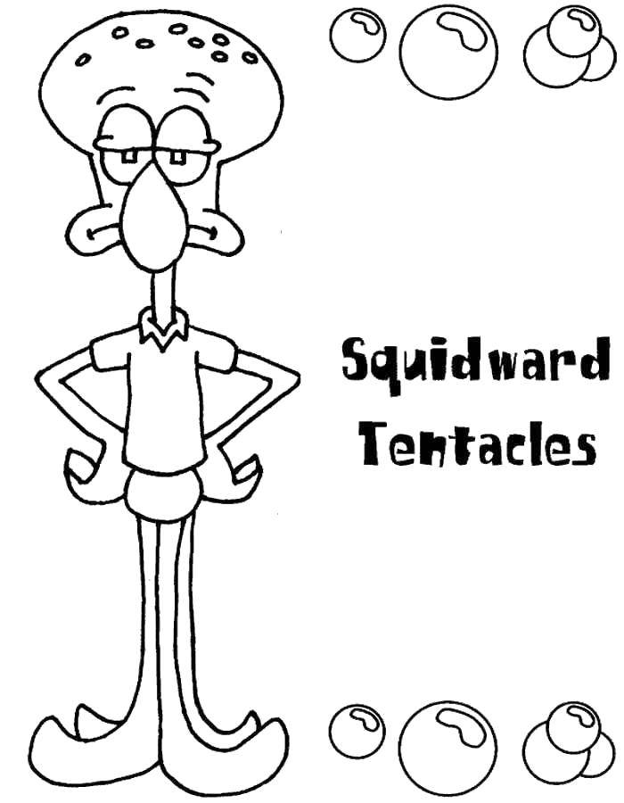Coloring Squidward, tentacles. Category Spongebob. Tags:  Cartoon character, spongebob, spongebob, Squidward.