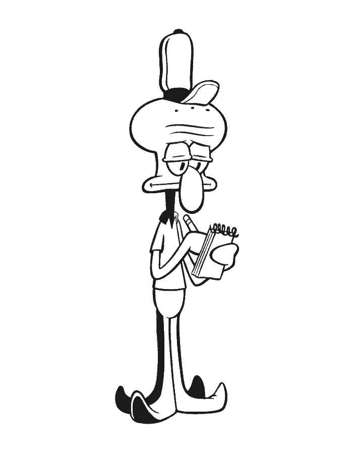 Coloring Squidward. Category Cartoon character. Tags:  Cartoon character, spongebob, spongebob, Squidward.
