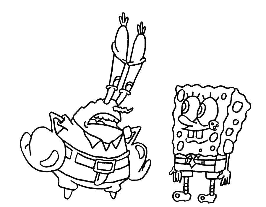 Coloring Spongebob and Mr Krabs. Category Spongebob. Tags:  Cartoon character, spongebob, spongebob, Mr. Krabs.
