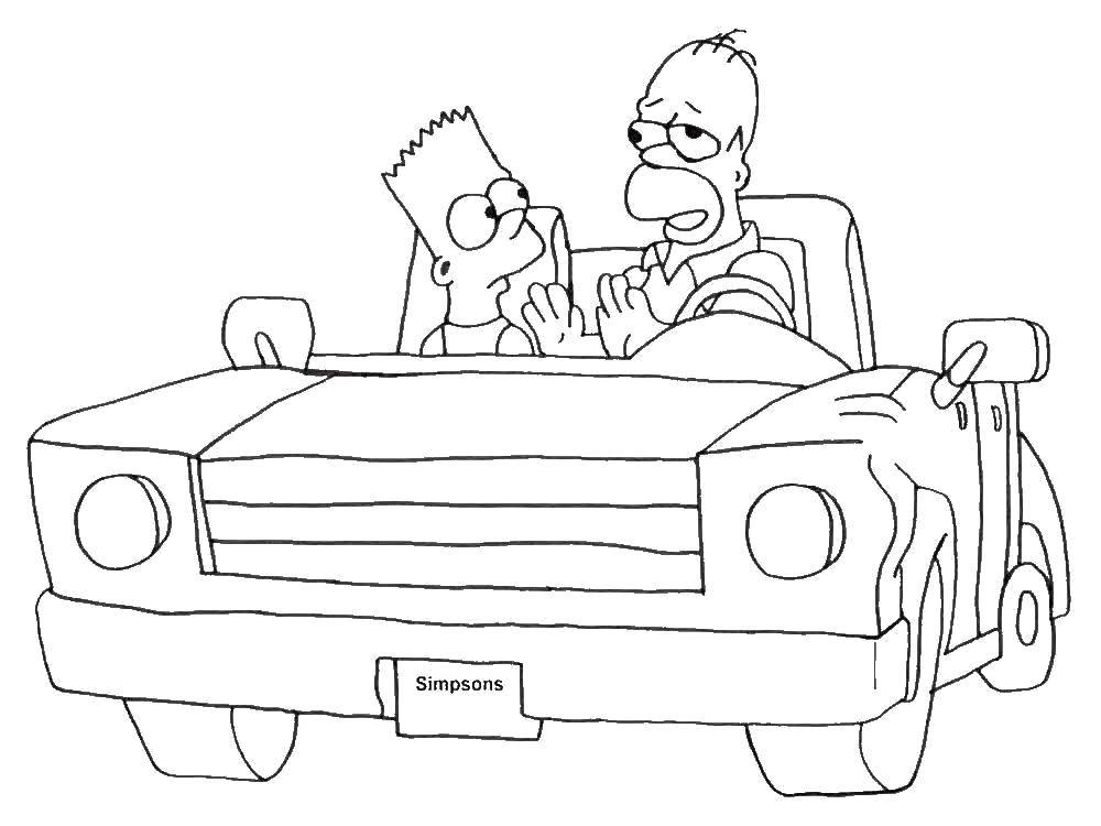 Название: Раскраска Барт и гомер. Категория: Персонаж из мультфильма. Теги: Персонаж из мультфильма, Симпсоны.