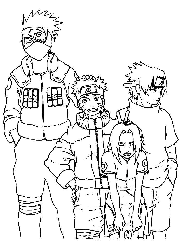 Coloring Kakashi Sensei is with team. Category Naruto . Tags:  Naruto , Sasuke, Sasuke, Kakashi.