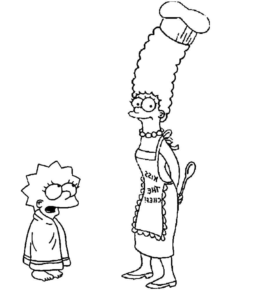 Coloring Lisa and Marge. Category Cartoon character. Tags:  Cartoon character, Simpsons.