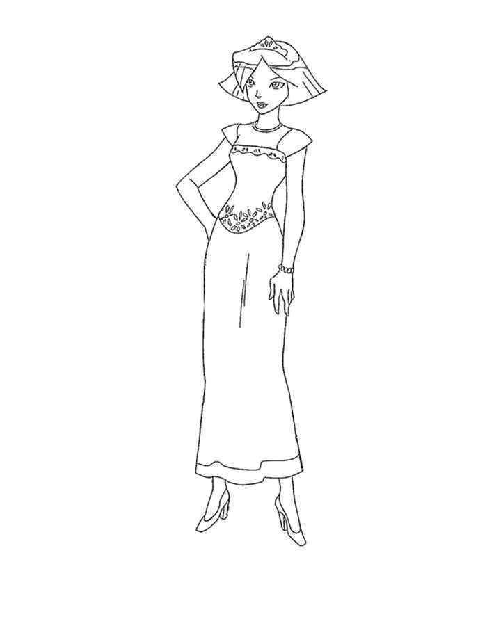 Coloring Spy clover in beautiful dress. Category totally spies. Tags:  Totally Spies, Great Spies, Clover.