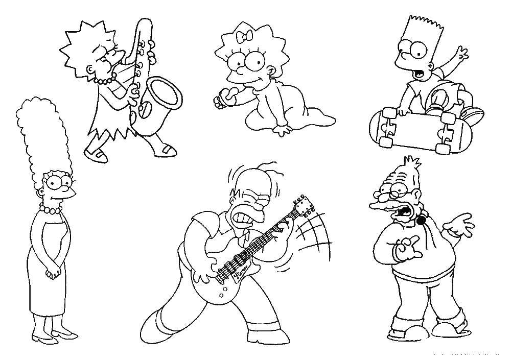 Название: Раскраска Симпсоны. Категория: Персонаж из мультфильма. Теги: Персонаж из мультфильма, Симпсоны.