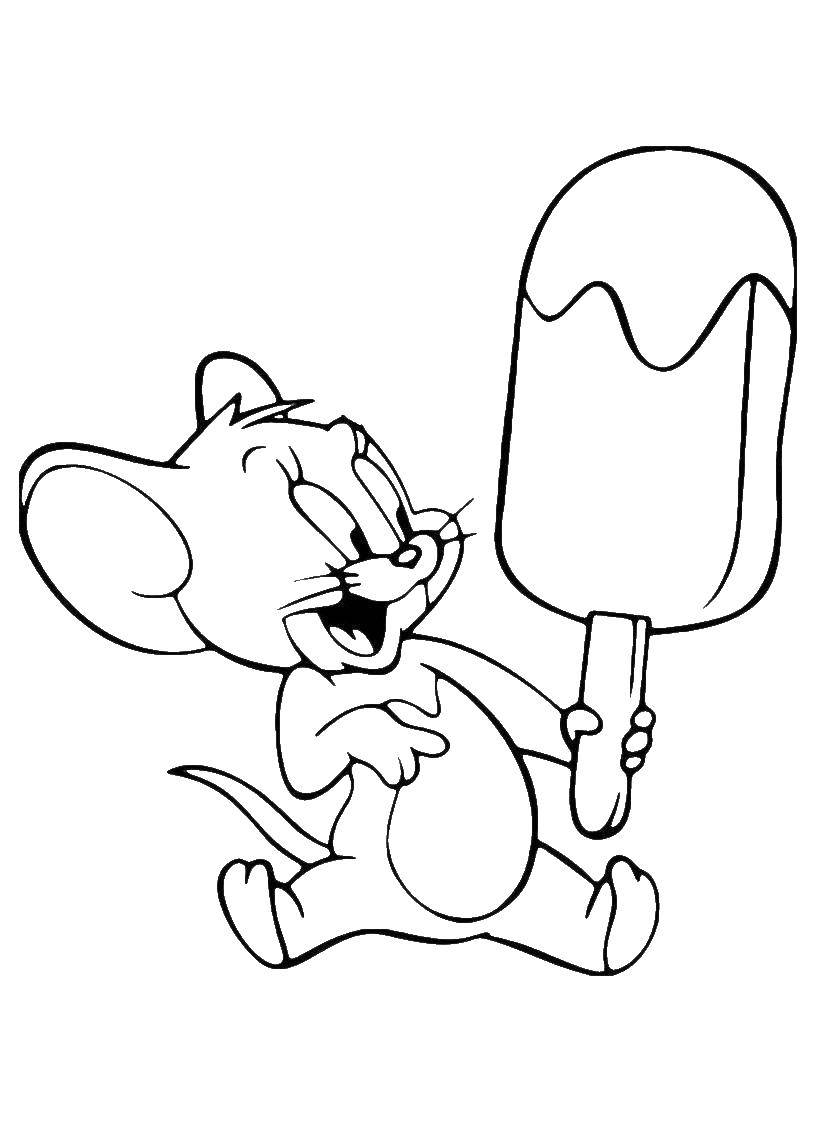 Название: Раскраска Джерри есть эскимо. Категория: мороженое. Теги: Сладости.