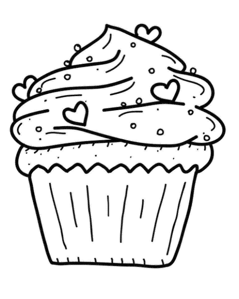 Coloring Cupcakes with hearts. Category sweets. Tags:  Cake, food, holiday.