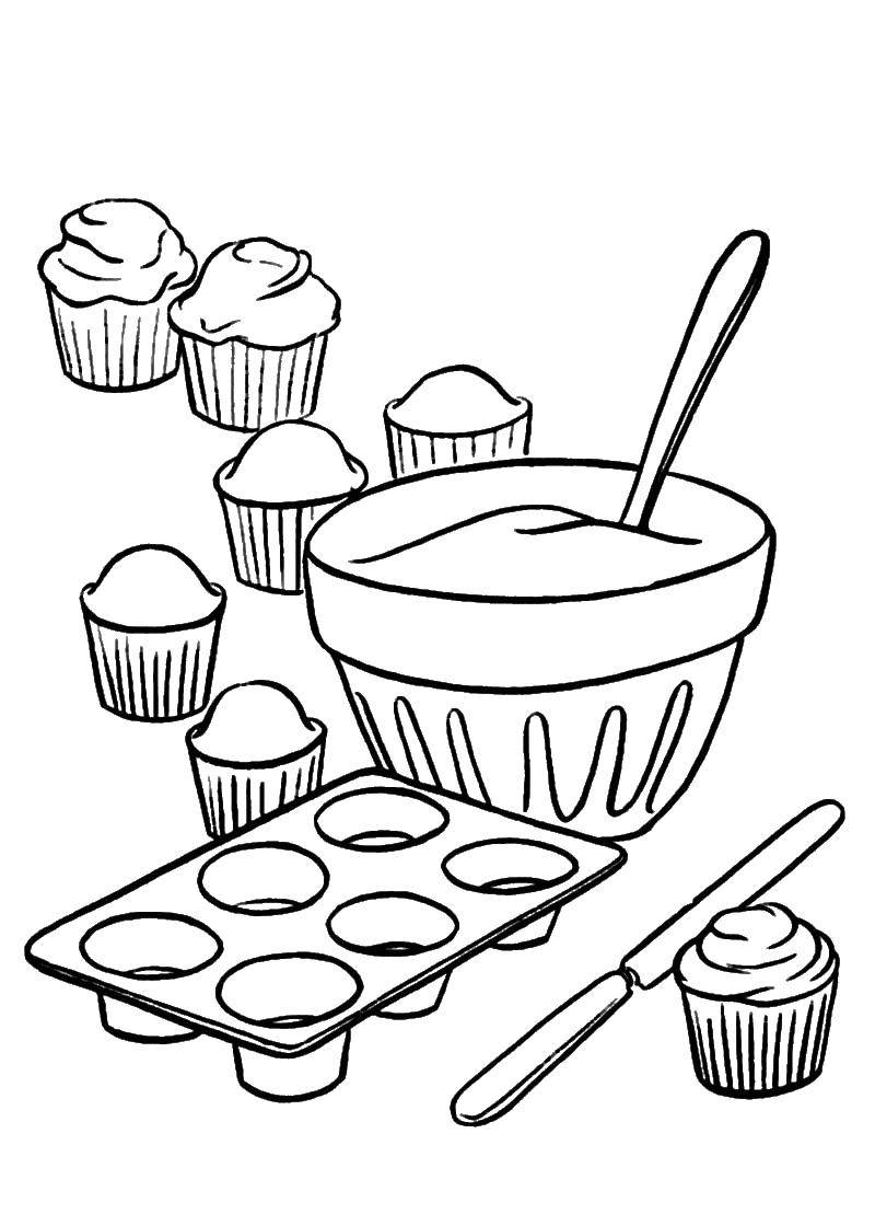 Coloring Cooking cupcakes. Category sweets. Tags:  Sweets.