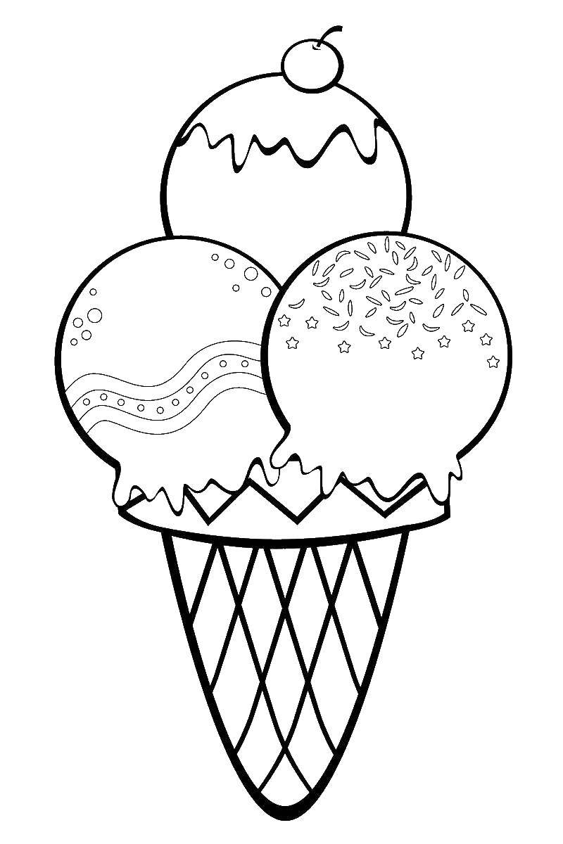 Название: Раскраска Шарики мороженого. Категория: сладости. Теги: Мороженое, сладость, дети.