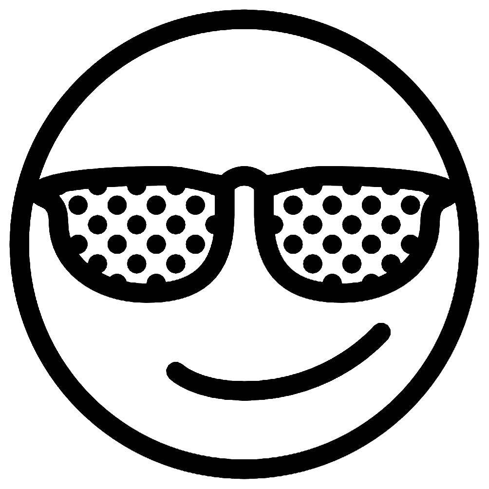 Coloring Cool smiley. Category emoticons. Tags:  Emoticon, emotion.