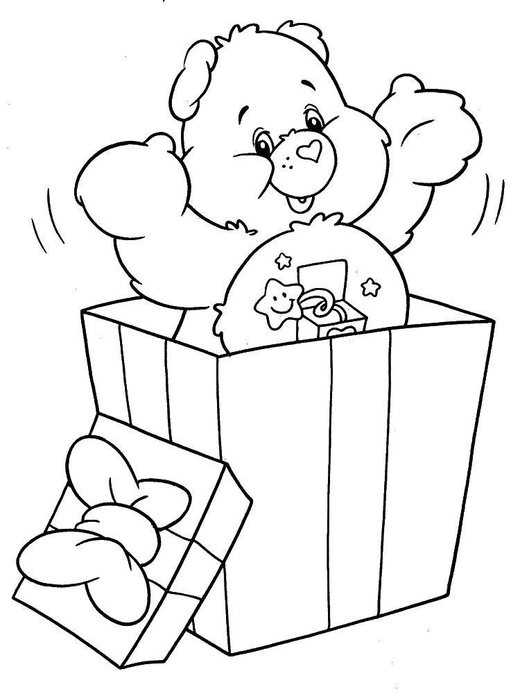 Coloring Bear in a gift. Category gifts. Tags:  Gifts, holiday.