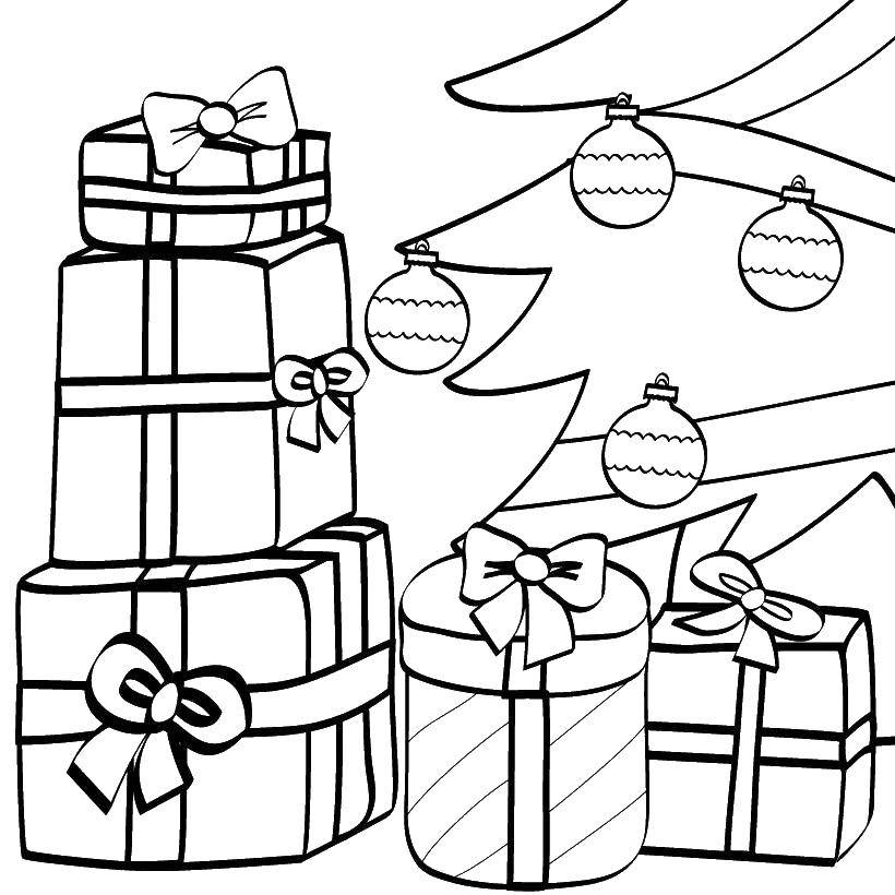 Название: Раскраска Новогодние подарки. Категория: подарки. Теги: Подарки, праздник.