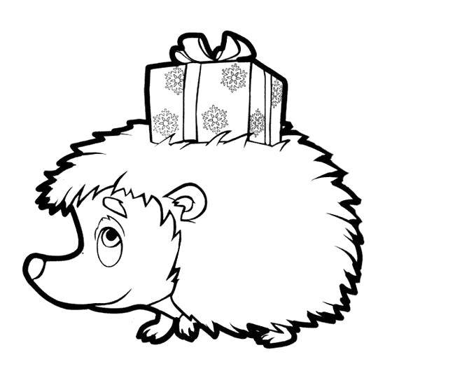 Coloring Gift from hedgehog. Category gifts. Tags:  Gifts, holiday, hedgehog.