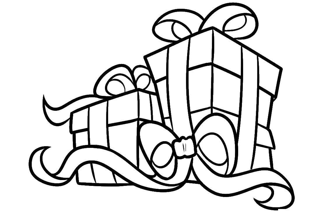 Название: Раскраска Подарочки с бантиком. Категория: подарки. Теги: Подарки, праздник.