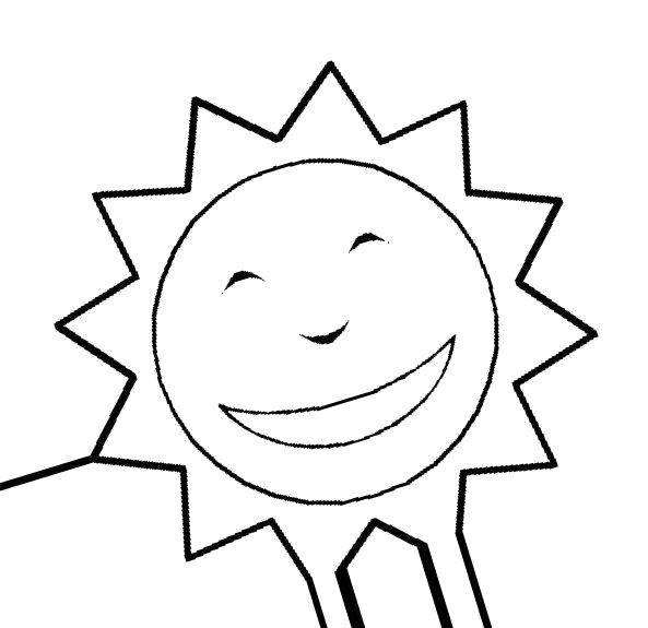 Название: Раскраска Солнышко улыбается. Категория: раскраски для маленьких. Теги: Солнце, лучи, радость.