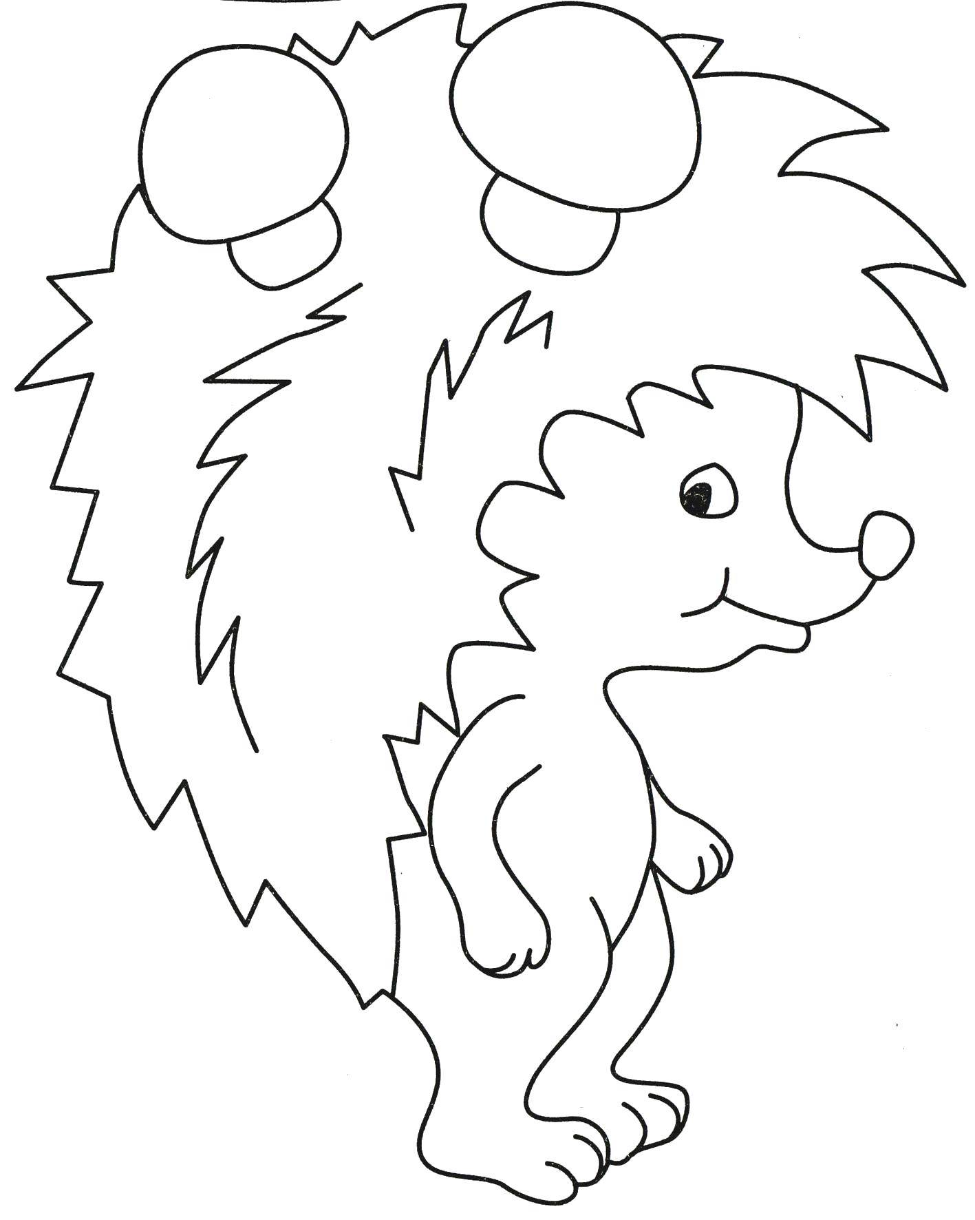 Coloring Hedgehog with mushrooms. Category Animals. Tags:  animals, hedgehog, mushroom.