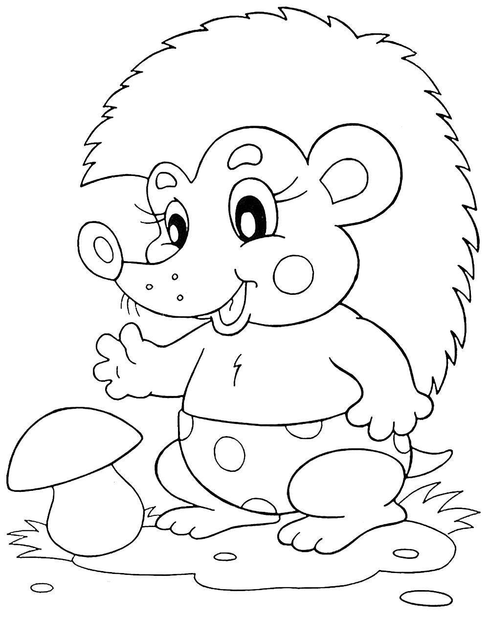 Coloring Hedgehog with a mushroom. Category Animals. Tags:  animals, hedgehog, mushroom.