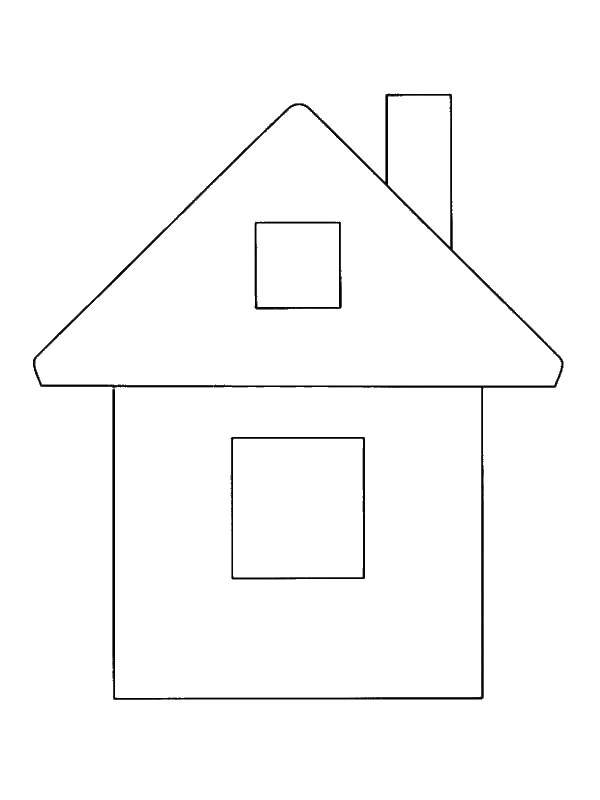 Название: Раскраска Дом с дымоходом. Категория: Контур дома. Теги: дом, дымоход, контур, окно.