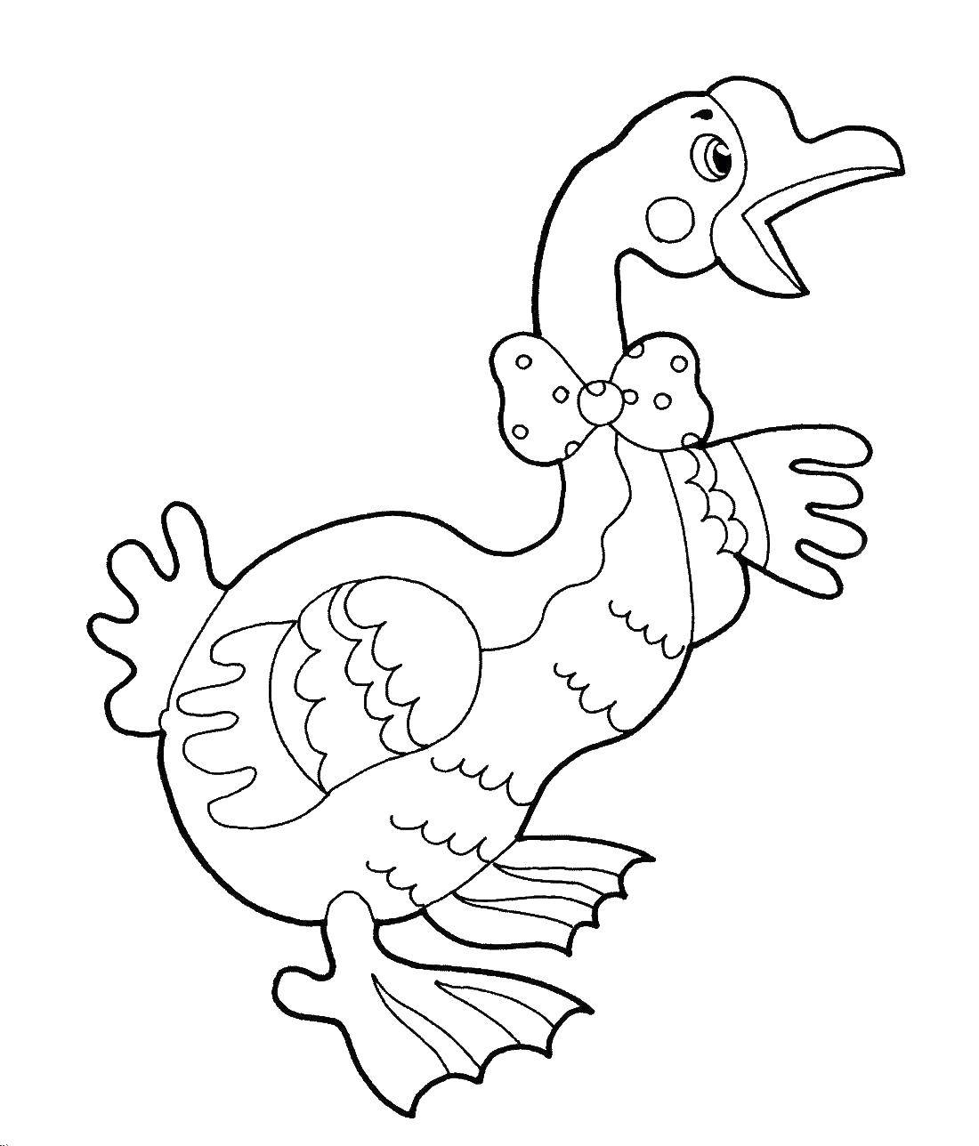 Coloring Goose with bow. Category bows. Tags:  Bow, bow.