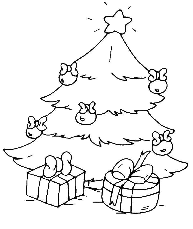 Coloring Little Christmas tree. Category gifts. Tags:  New Year, tree, gifts, toys.