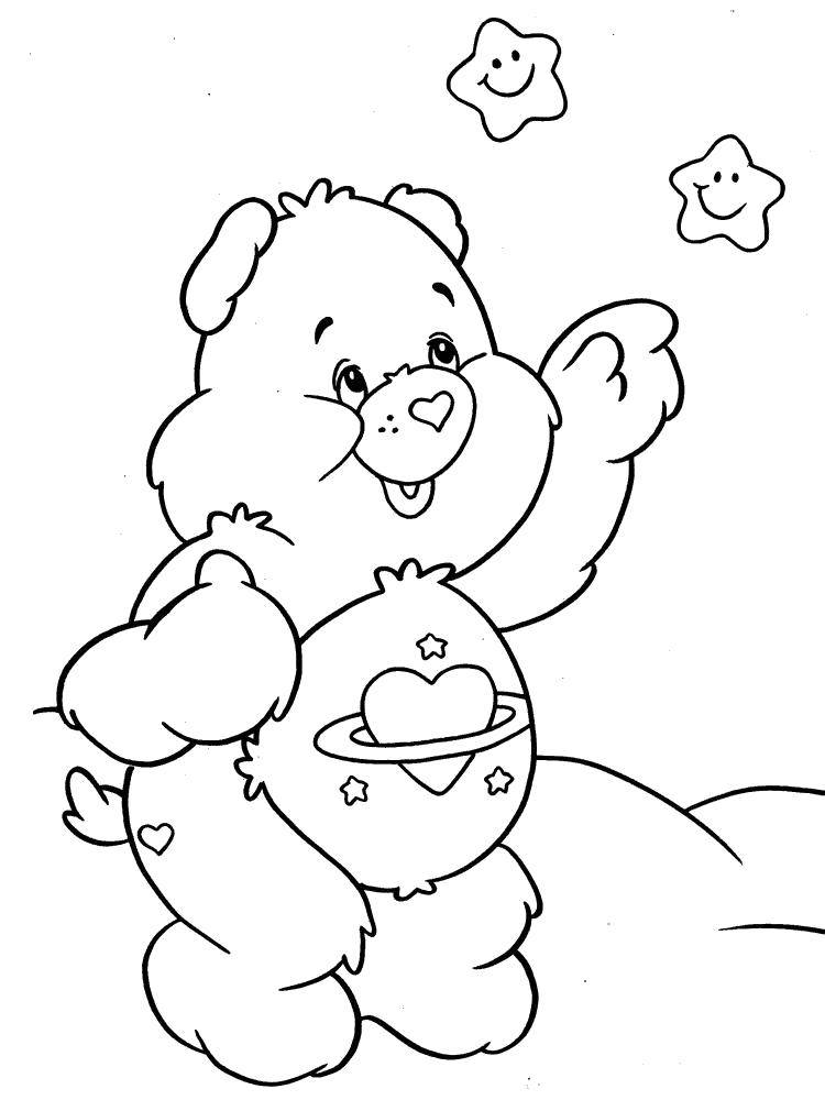 Coloring Bear with stars. Category sprockets. Tags:  Stars, night, sky.