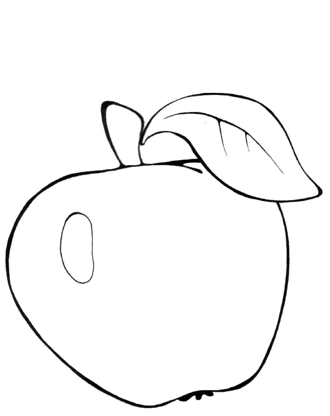 Название: Раскраска Сочное яблочко. Категория: фрукты. Теги: фрукты, яблоко.