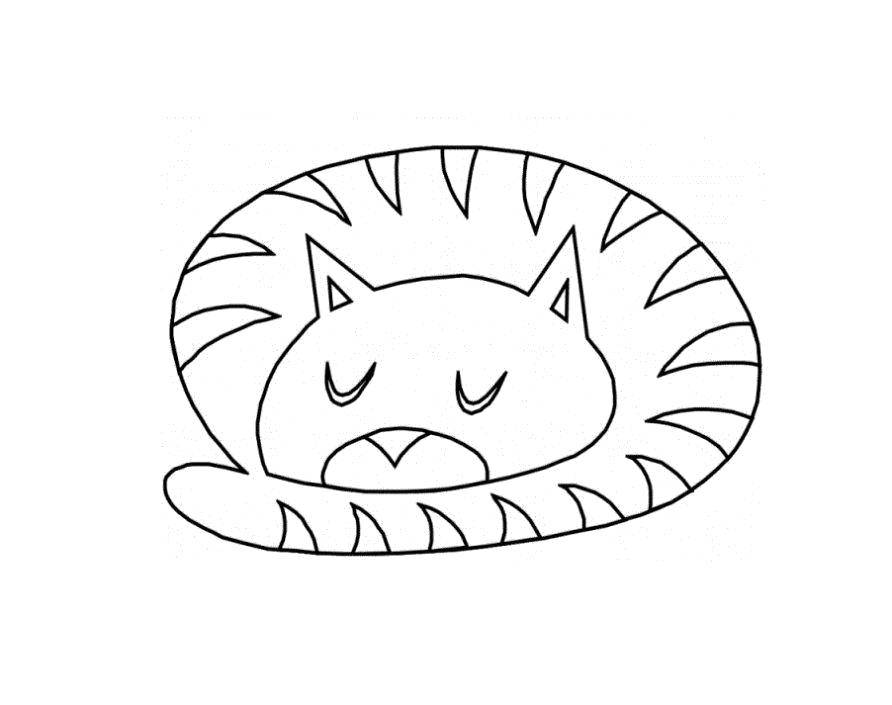 Название: Раскраска Спящий кот. Категория: котики. Теги: Животные, котёнок.
