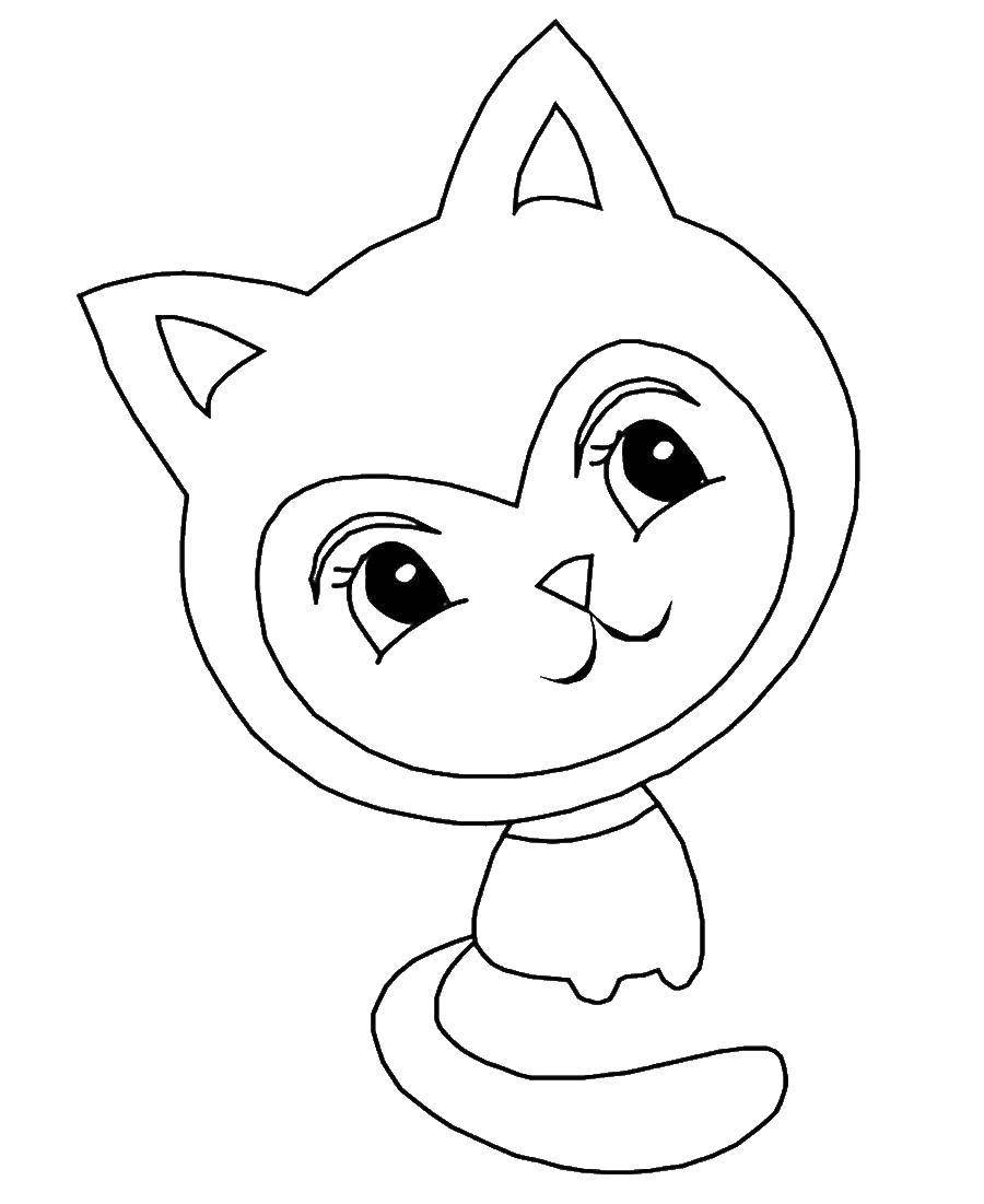Coloring Kitten named woof. Category seals. Tags:  Animals, kitten.