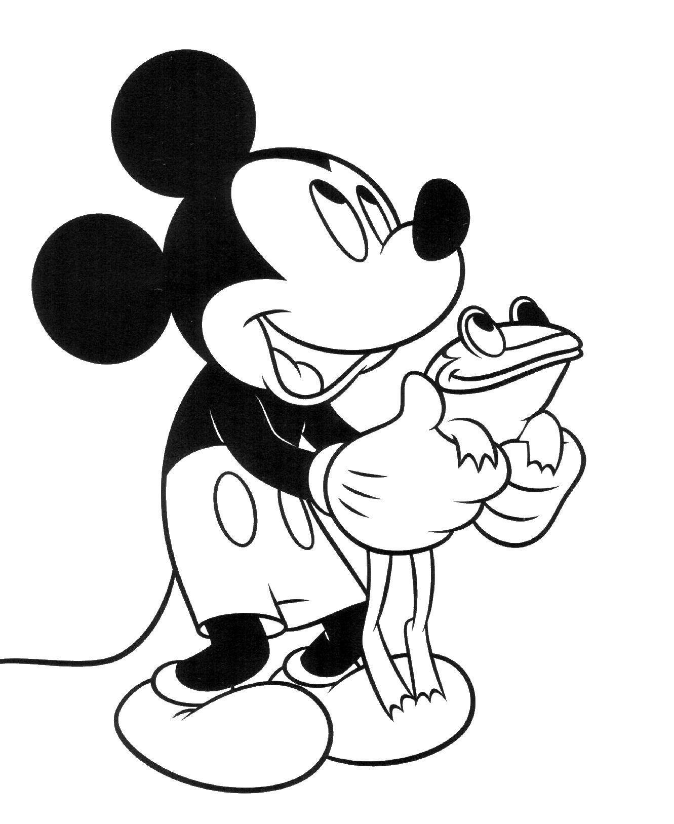 Coloring Mickey mouse and the frog. Category Mickey mouse. Tags:  Disney, Mickey Mouse.