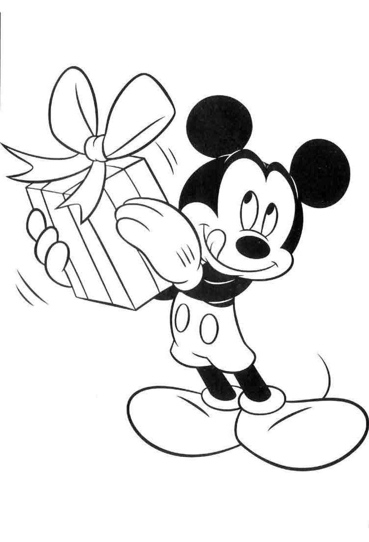 Coloring Mickey mouse with gift. Category Mickey mouse. Tags:  Disney, Mickey Mouse.