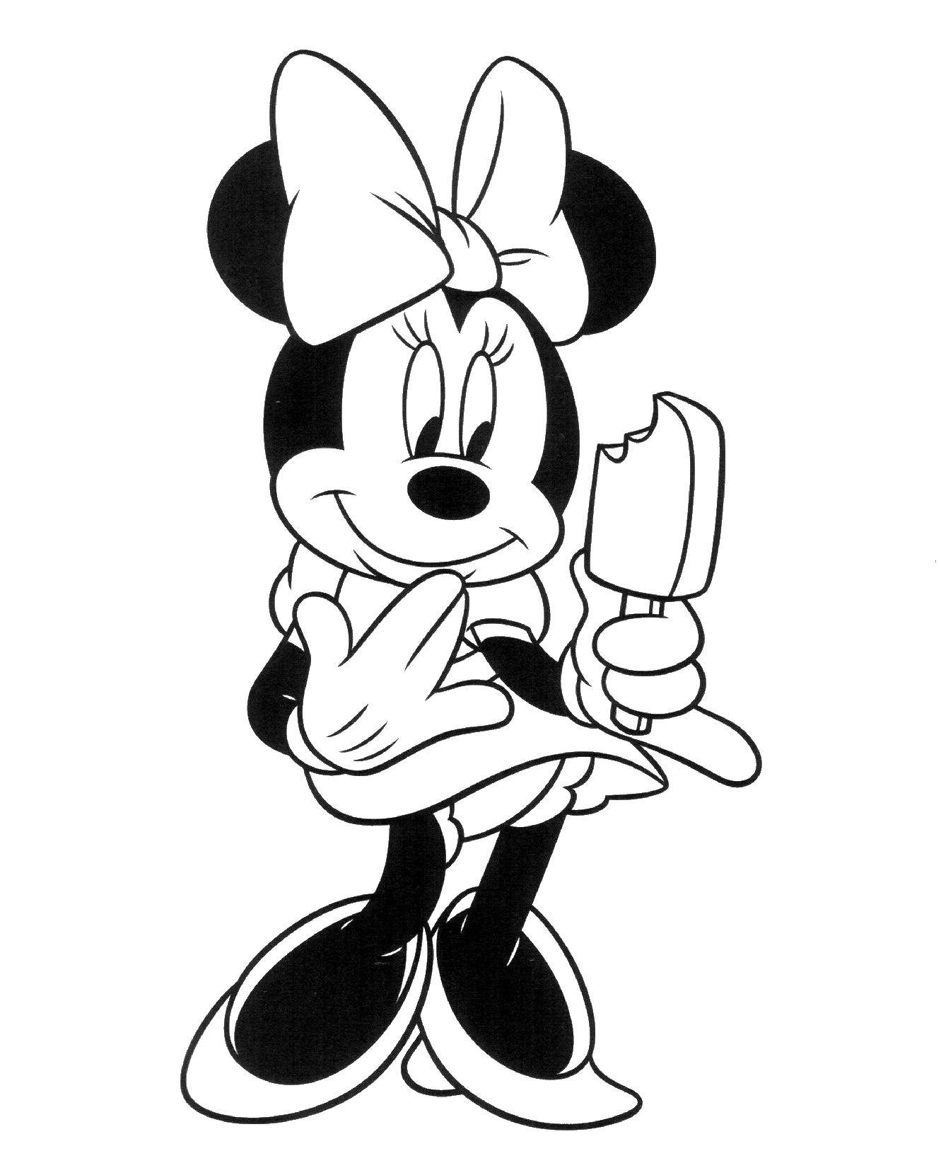 Coloring Minnie mouse eating Popsicle. Category Mickey mouse. Tags:  Disney, Mickey Mouse, Minnie Mouse.