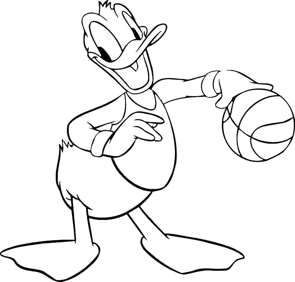 Coloring Donald ball. Category Disney coloring pages. Tags:  Disney, Ducktales, Donald Duck.