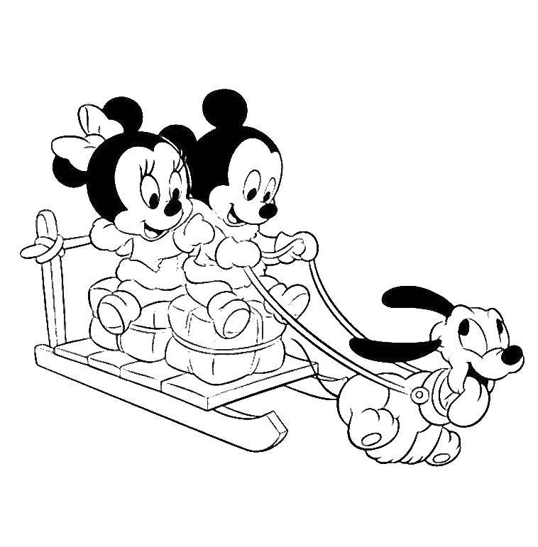 Coloring Little Mickey, Minnie and Pluto. Category Mickey mouse. Tags:  Disney, Mickey Mouse, Minnie Mouse, Pluto.