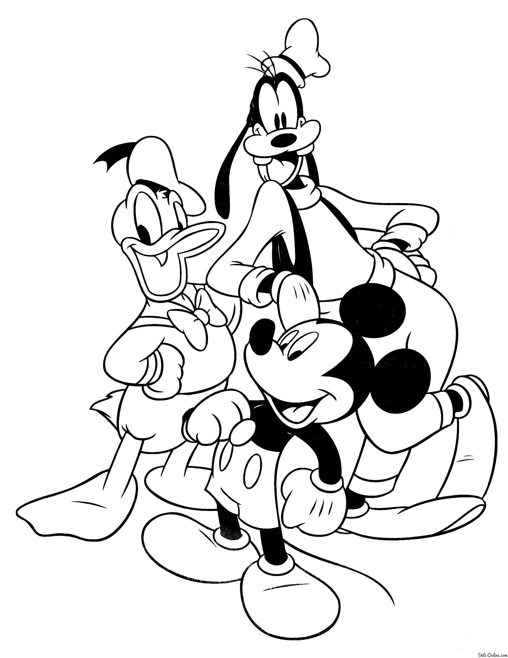 Coloring Mickey, Donald and goofy. Category Cartoon character. Tags:  Disney, Mickey Mouse, Donald Duck, Goofy.