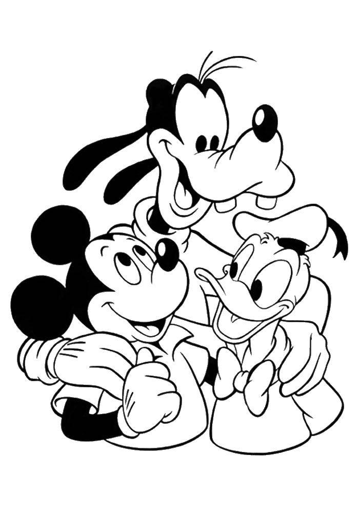 Coloring Mickey, Donald and goofy. Category Cartoon character. Tags:  Disney, Mickey Mouse, Donald Duck, Goofy.
