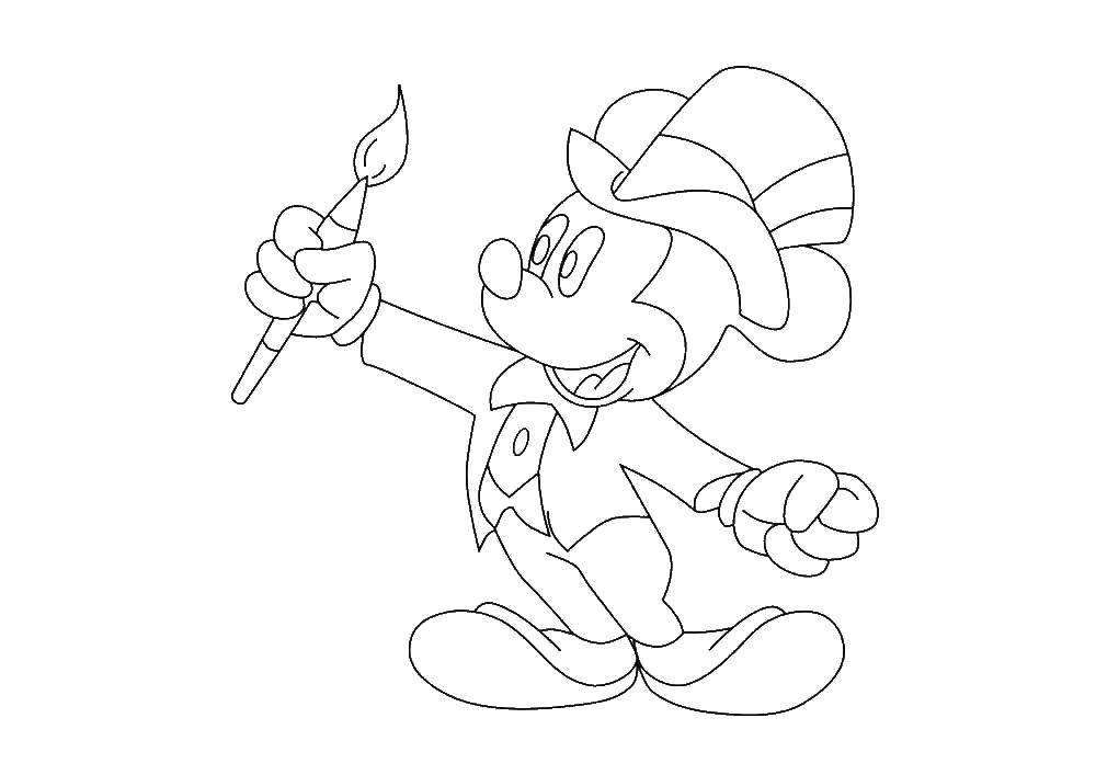 Coloring Mickey the artist. Category Mickey mouse. Tags:  Disney, Mickey Mouse.