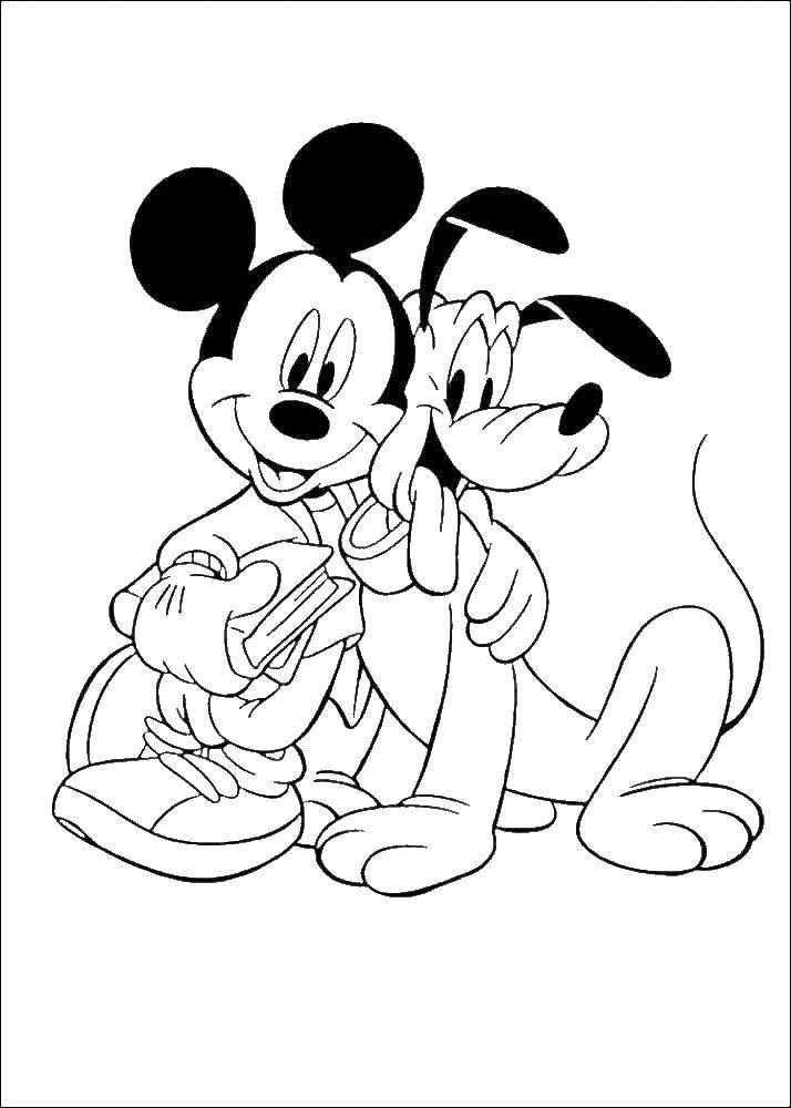 Coloring Mickey and Pluto. Category Mickey mouse. Tags:  Disney, Mickey Mouse, Pluto.