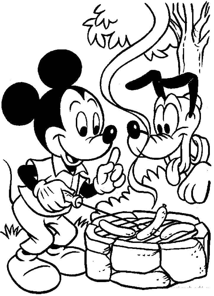 Coloring Mickey mouse and Pluto fried sausages. Category Mickey mouse. Tags:  Disney, Mickey Mouse, Pluto.