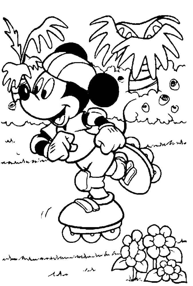 Coloring Mickey mouse on roller skates. Category Mickey mouse. Tags:  Disney, Mickey Mouse.