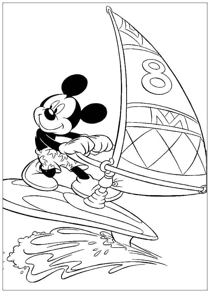 Coloring Mickey sailing. Category Mickey mouse. Tags:  Disney, Mickey Mouse.
