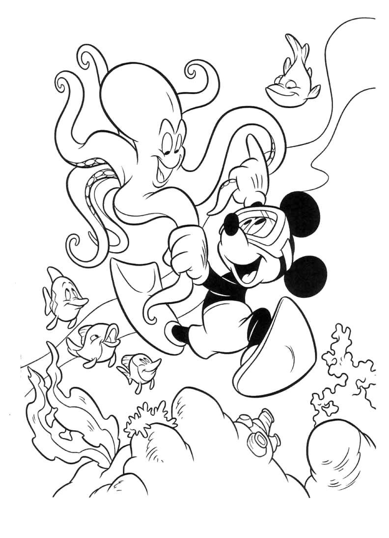 Coloring Mickey in the underwater Kingdom. Category Disney coloring pages. Tags:  Disney, Mickey Mouse.