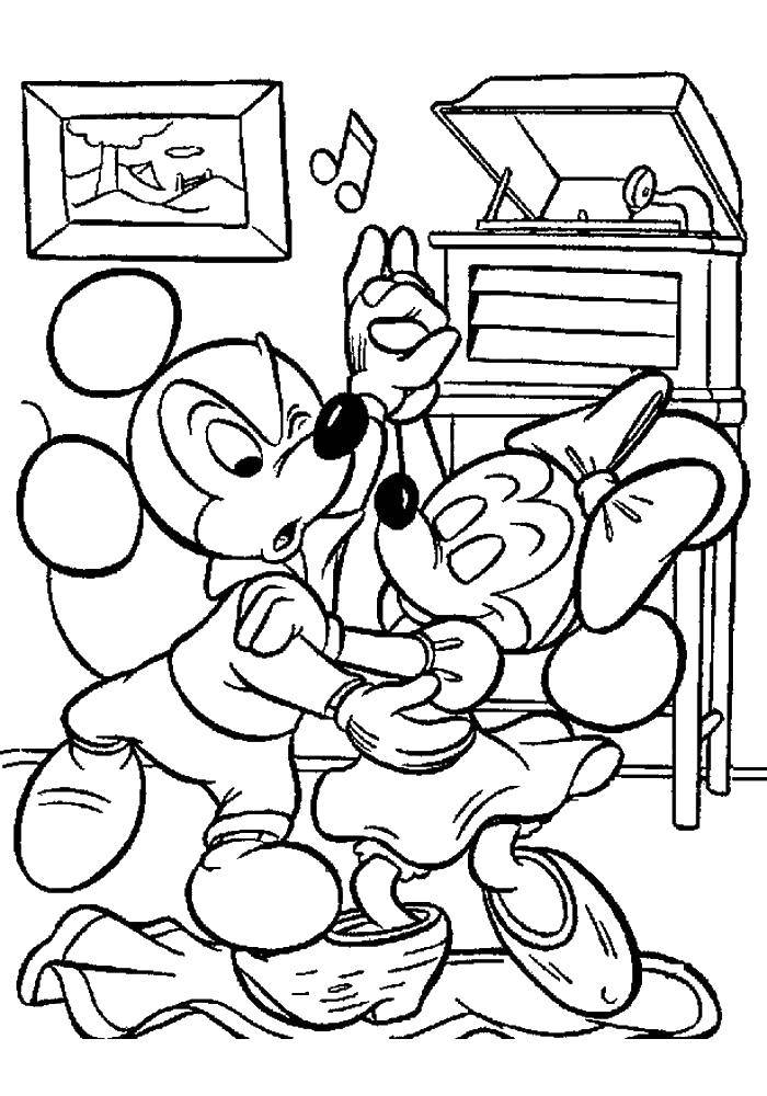 Coloring Minnie mouse and Mickey mouse are dancing. Category Mickey mouse. Tags:  Disney, Mickey Mouse, Minnie Mouse.