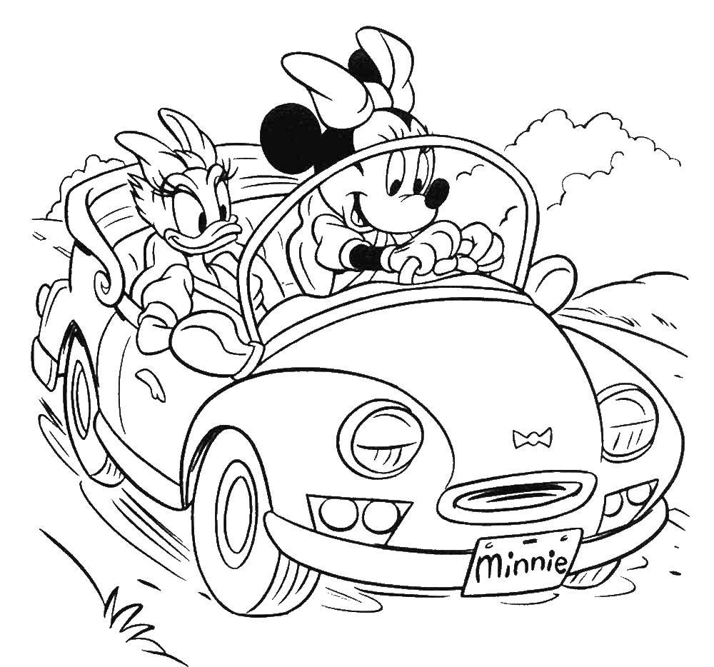 Название: Раскраска Минни маус и понка на машине. Категория: Диснеевские мультфильмы. Теги: Дисней, Микки Маус, Минни Маус, Понка.
